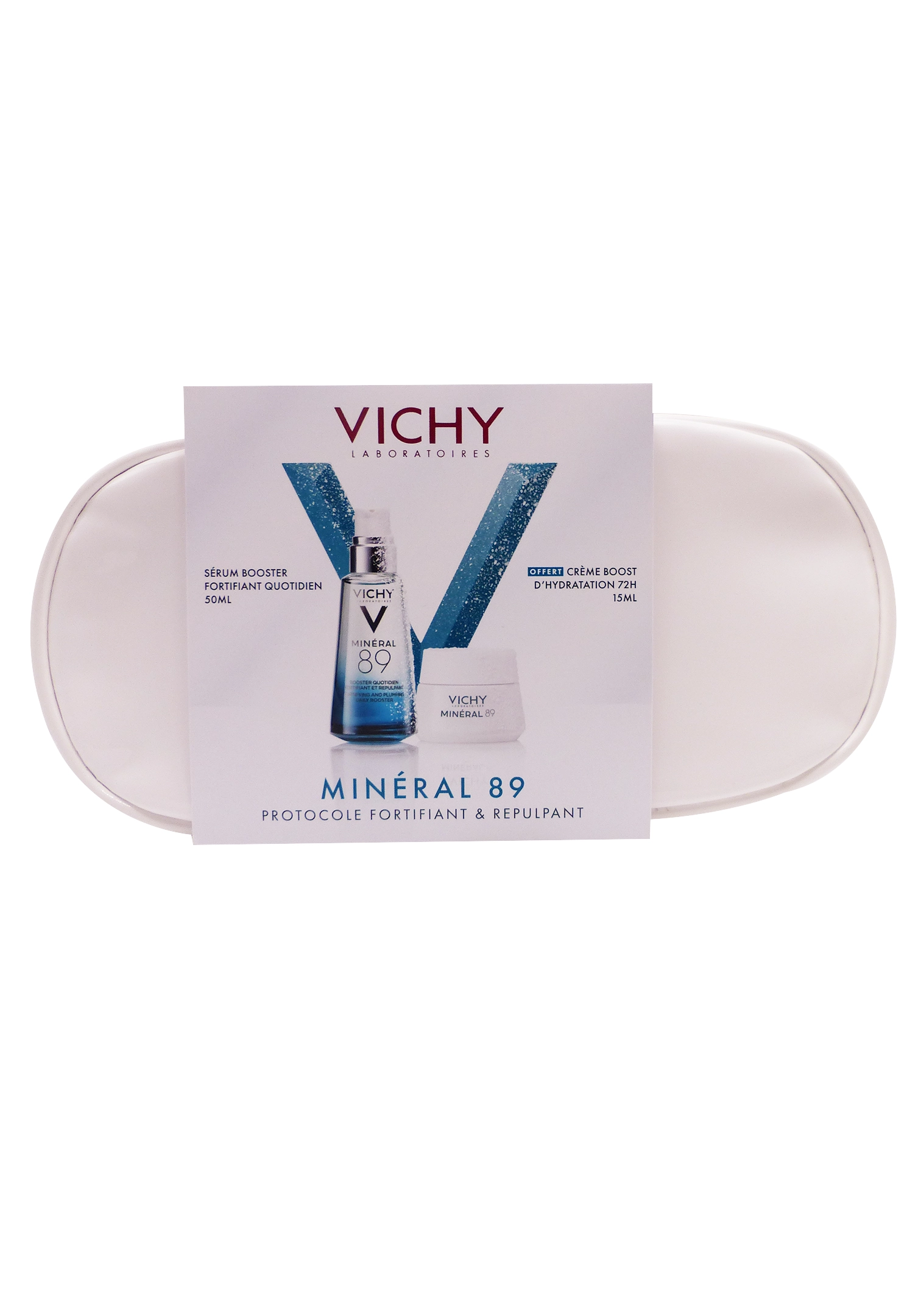VICHY COFFRET NOËL MINERAL 89 BOOSTER 1 trousse blanche vichy