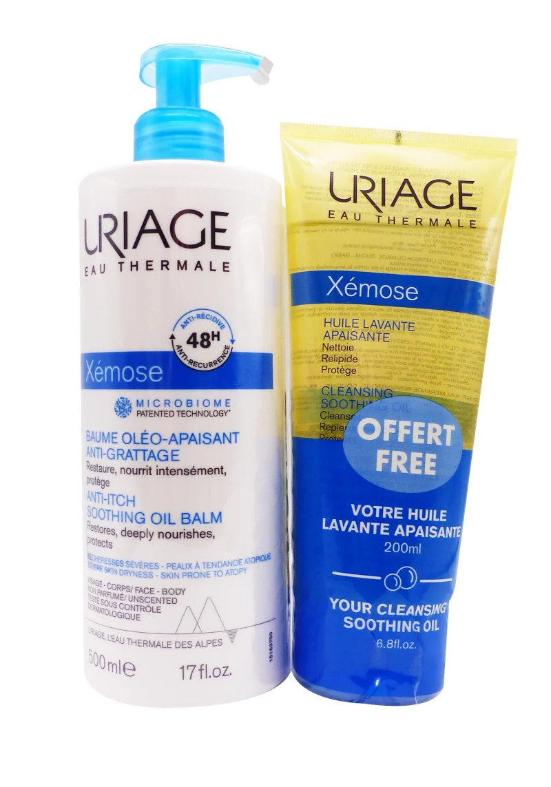 uriage xemose baume oleo apaisant 500 ml et huile lavante xemose 200 ml