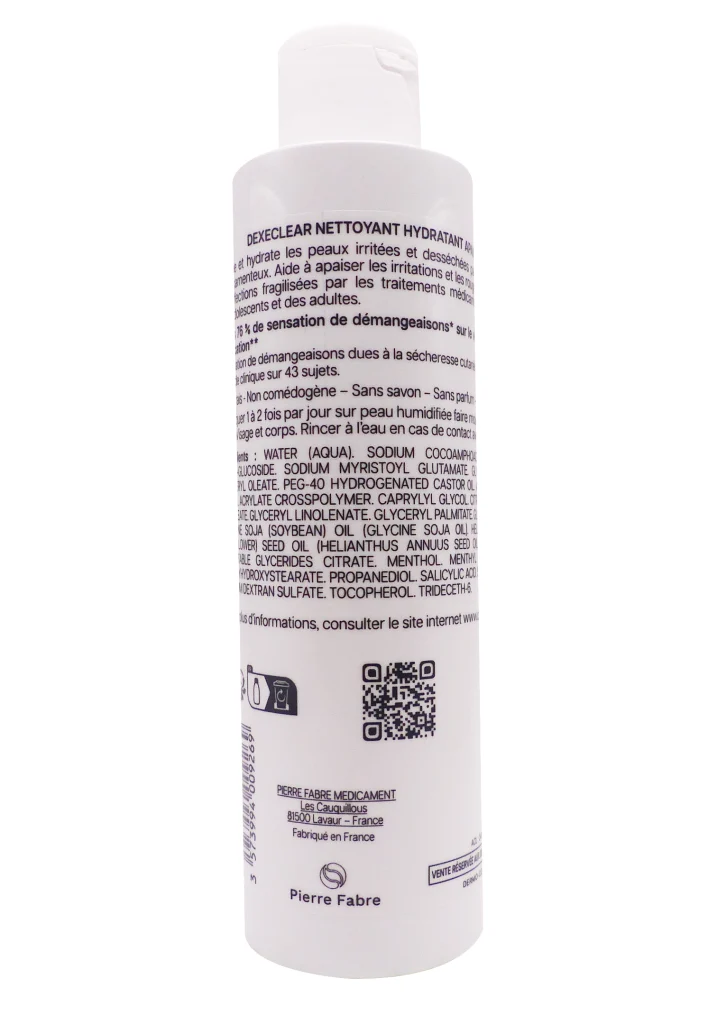 DEXERYL DEXECLEAR NETTOYANT HYDRATANT APAISANT 200ML 3 dexeclear nettoyant dos