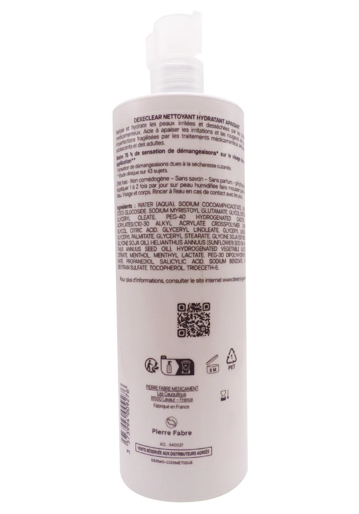 DEXECLEAR NETTOYANT HYDRATANT APAISANT 400ML 3 dexeclear nettoyant hydratant dos
