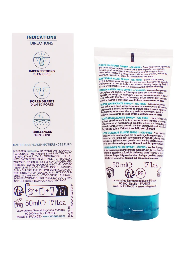 URIAGE HYSEAC FLUIDE SPF 50+ 50ML 3 dos fluide matifiant 50 ml uriage