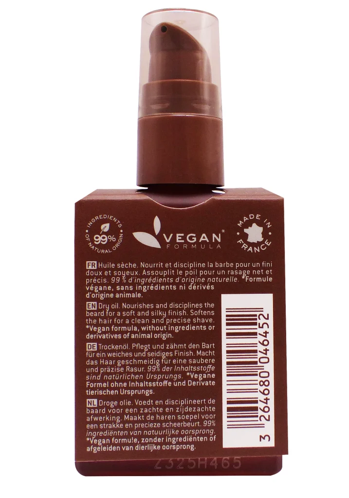 NUXE MEN BOOST HUILE BARBE MULTI-FONCTIONS 30ML 3 dos huile seche nuxe men