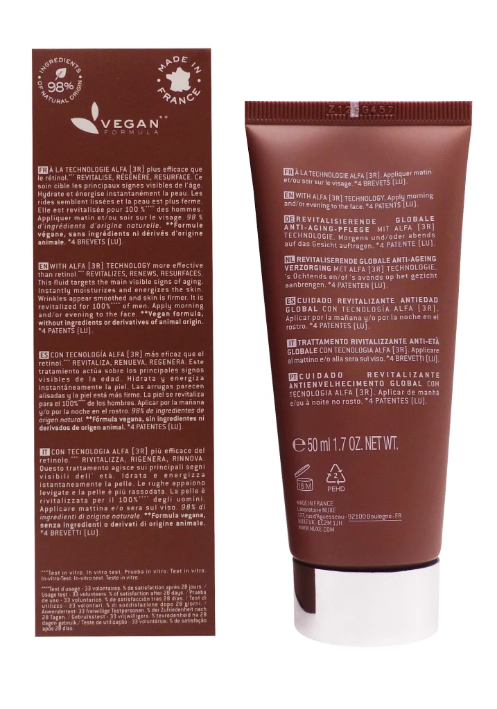 NUXE MEN BOOST SOIN REVITALISANT ANTI-ÂGE GLOBAL 50ML 3 dos soin visage men boost nuxe 50ml