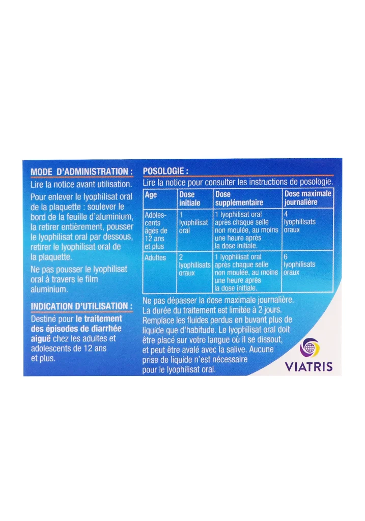 VIATRIS LOPERAMIDE 12 LYOPHILISATS ORAUX 3 dos viatris