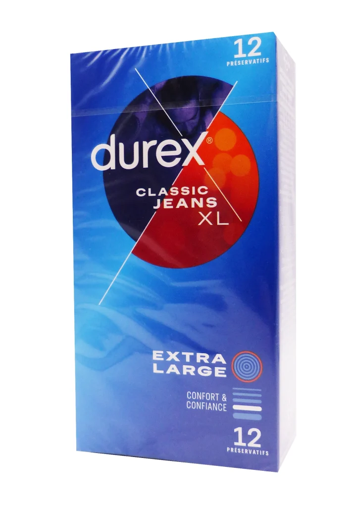 DUREX CLASSIC JEANS XL 12 PRESERVATIFS EXTRA LARGES 2 durex extra jeans xl 12 preservatifs