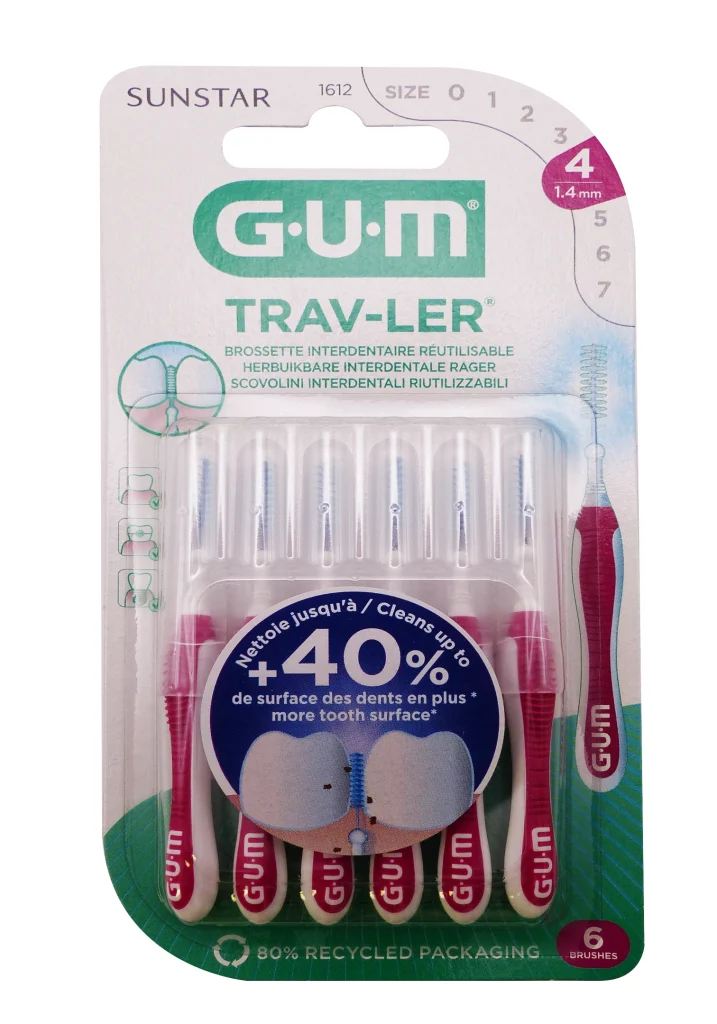 GUM TRAV-LER 6 BROSSETTES INTERDENTAIRES 1.4MM FUSHIA REF :1612 2 gum trav ler 6 brossettes 1.4 mm fushias