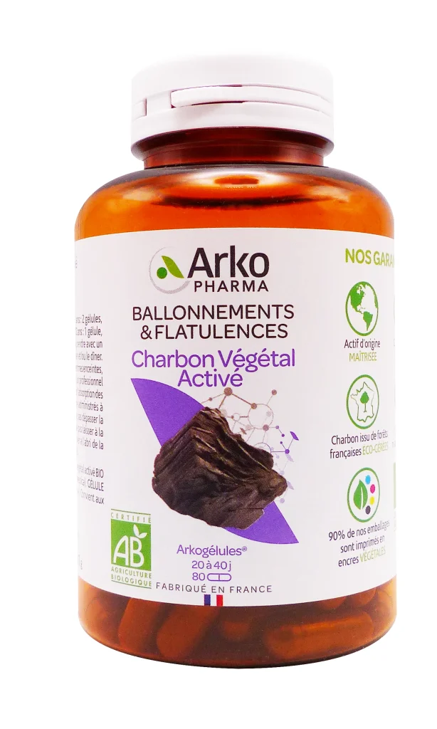 ARKOGELULES CHARBON VEGETAL ACTIVE BIO 80 GELULES 2 arko charbon pot