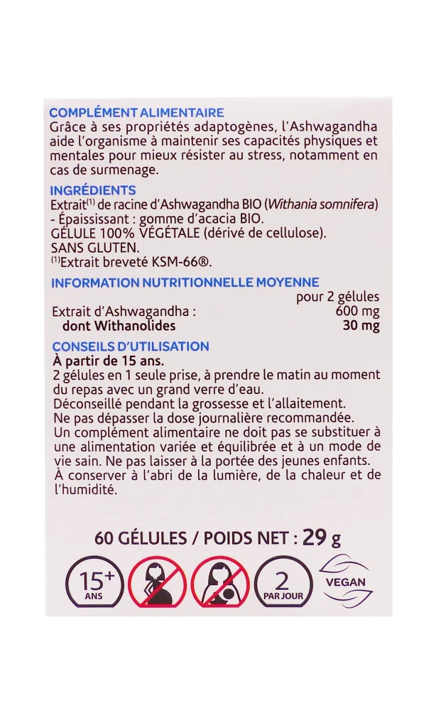 ARKOGELULES ASHWAGANDHA BIO 60 GELULES 4 ashwagandha bio