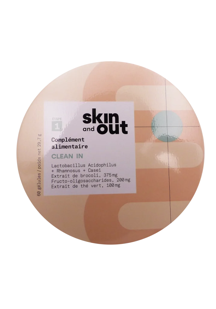 SKIN AND OUT COMPLEMENT ALIMENTAIRE CLEAN IN ETAPE 1, 60 GELULES 2 complement alimentaire skin out 1 clear in 60 gelules