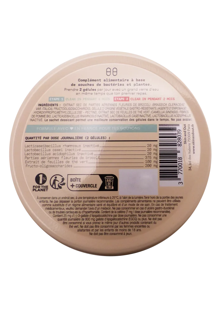 SKIN AND OUT COMPLEMENT ALIMENTAIRE CLEAN IN ETAPE 1, 60 GELULES 3 complements alimentaire dos skin out