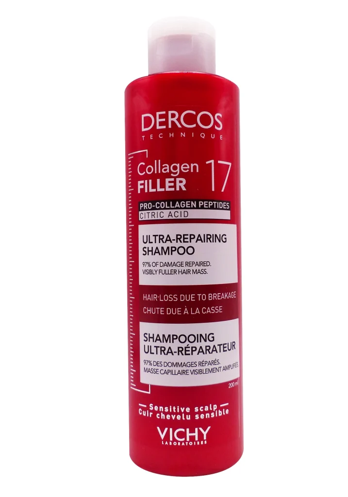 DERCOS SHAMPOOING ULTRA-REPARATEUR COLLAGEN FILLER 17, 200ML 3 dercos shampooing ultra reparateur flacon