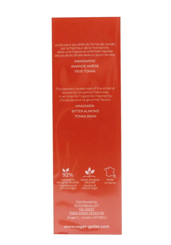 ROGER & GALLET EAU PARFUMEE BIENFAISANTE AMANDE PERSANE 30ML 3 dos parfum r et g