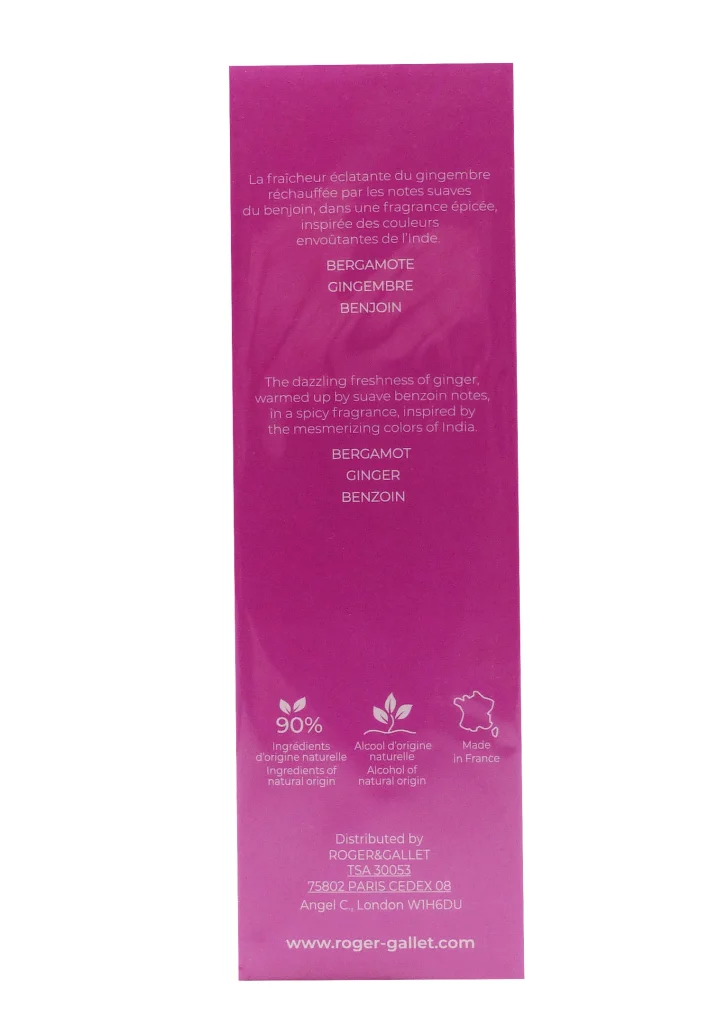 ROGER & GALLET GINGEMBRE EAU PARFUMEE BIENFAISANTE GINGEMBRE 30ML 3 dos r et g