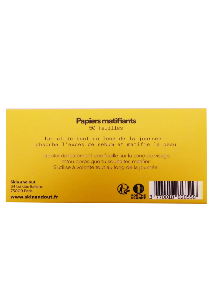 SKIN AND OUT PAPIERS MATIFIANTS 50 FEUILLES 3 papiers matifiants 50 feuilles skin out