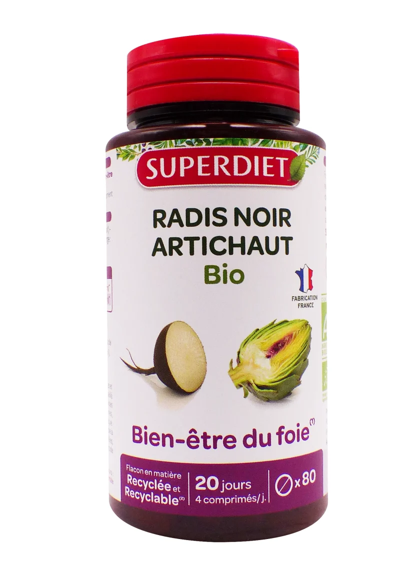 superdiet radis noir artichaut bio 80 comprimés