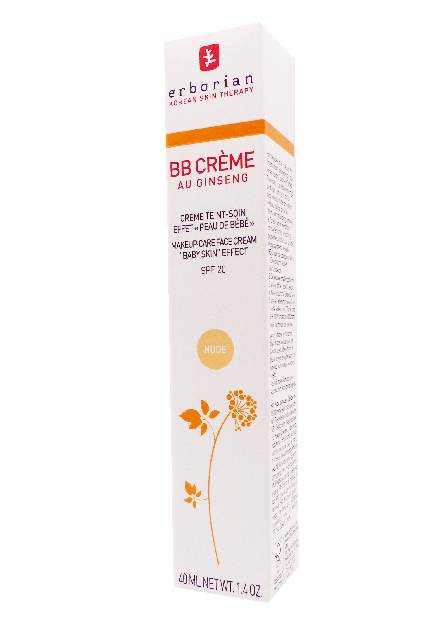 ERBORIAN BB CREME NUDE 40ML 1 bb creme nude erborian 40 ml