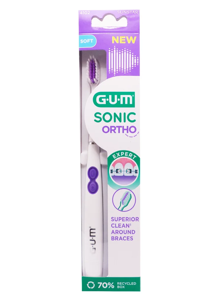 BROSSE A DENTS GUM SONIC ORTHO SOFT 2 brosse a dent gum sonic ortho violette