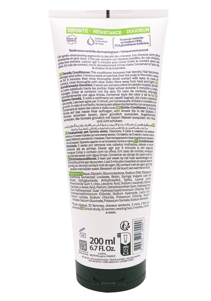 LUXEOL APRES-SHAMPOING DENSITE 200ML 3 dos apres shampooing luxeol 1