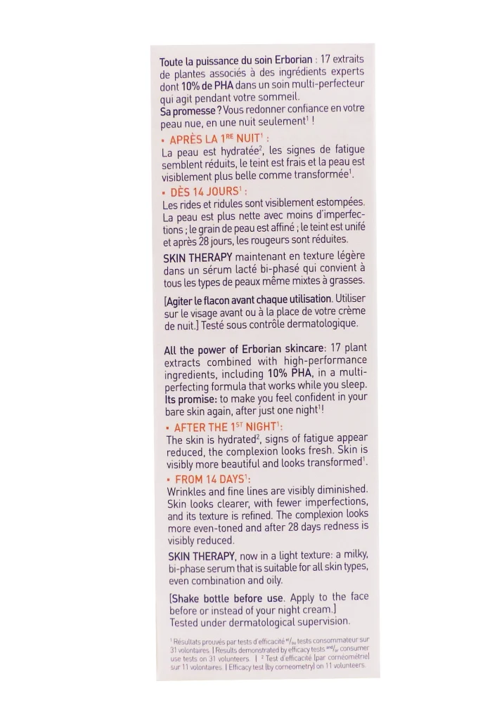 ERBORIAN SKIN THERAPY SERUM NUIT 30ML 5 dos creme erborian 1