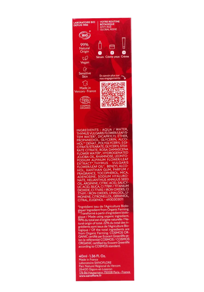 SANOFLORE REINE CREME ANTI-ÂGE GLOBAL 40ML 3 dos creme sanoflore 1 1