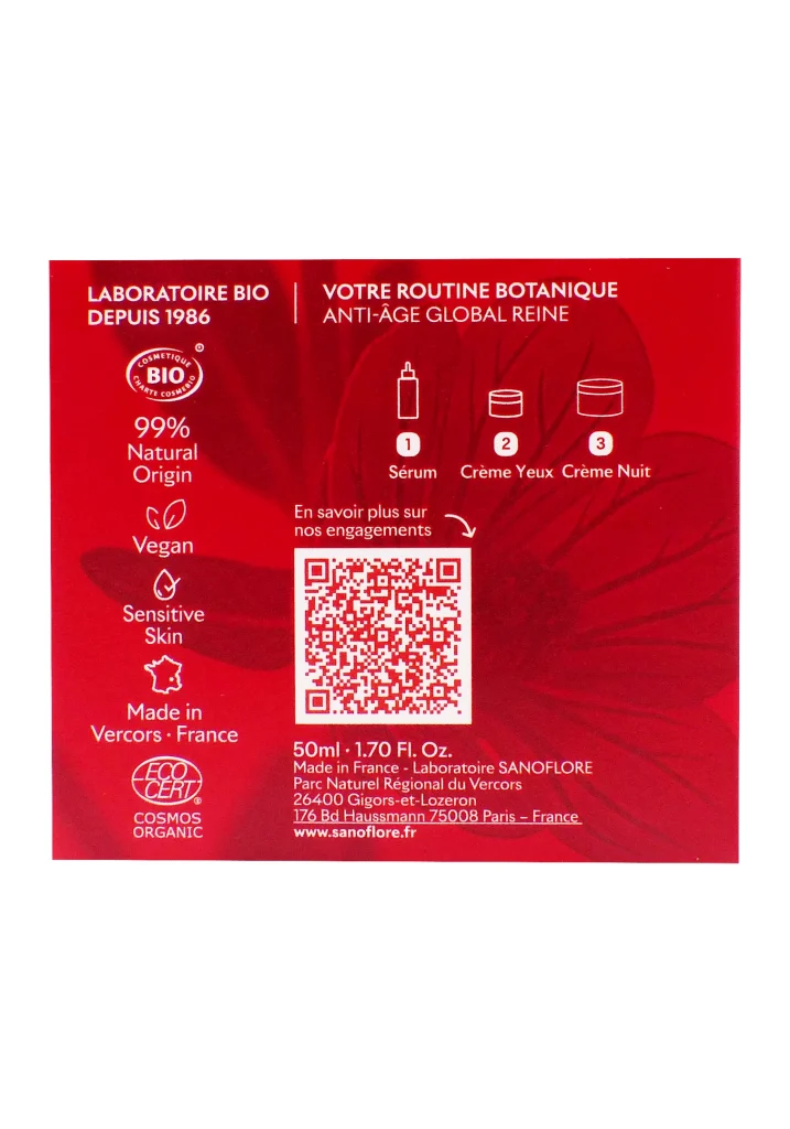 SANOFLORE REINE CREME NUIT ANTI-ÂGE GLOBAL 50ML 3 dos creme sanoflore 2