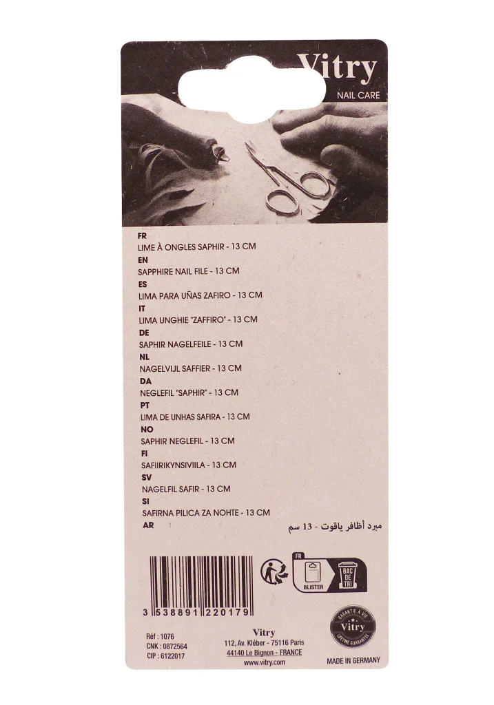 VITRY LIME A ONGLES SAPHIR 13 CM 3 dos lime a ongle vitry