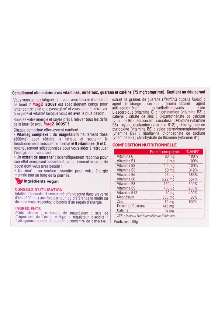 MAG2 BOOST COMPRIMES 20 EFFERVESCENTS 3 dos mag 2 boost