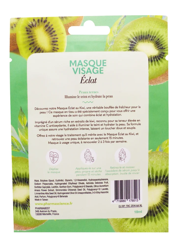 PHARMASCIENCE MASQUE VISAGE ECLAT KIWI 3 dos masque kiwi pharmascience