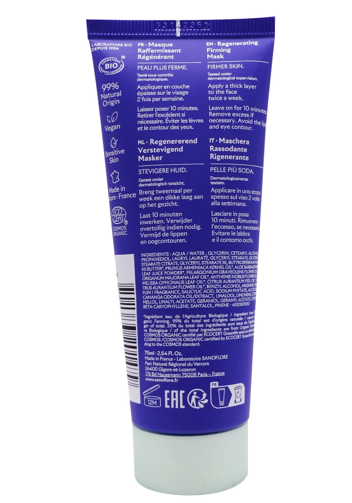 SANOFLORE MASQUE RAFFERMISSANT MERVEILLEUSE 75 ML 3 dos masque sanoflore