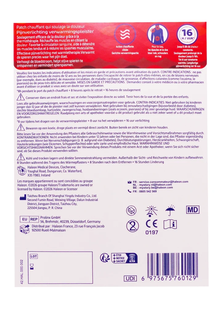 VOLTAHEAT 2 PATCHS CHAUFFANTS 3 dos patchs