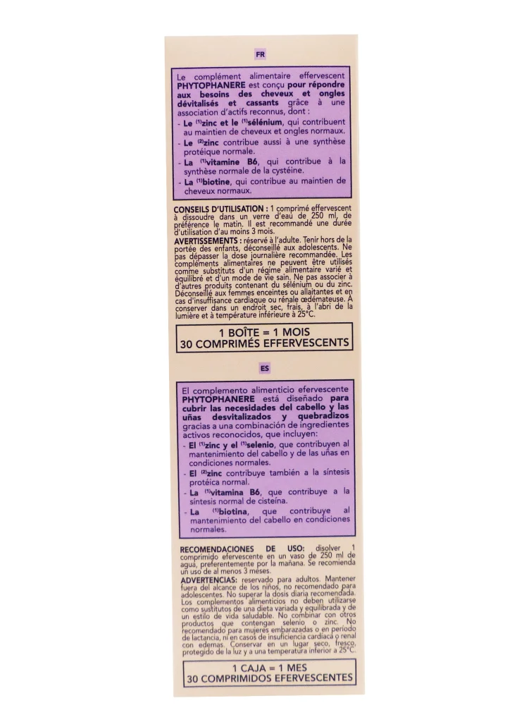 PHYTOPHANERE 30 COMPRIMES EFFERVESCENTS 3 dos phyto phanere