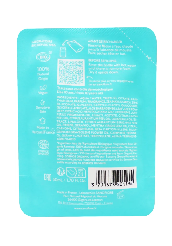 SANOFLORE MENTHA 48H RECHARGE DEO 50ML 3 dos recharge deo mentha sanoflore