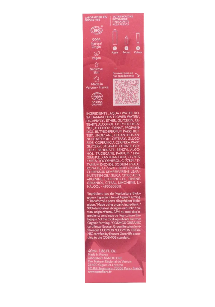 SANOFLORE ROSA FRESCA CREME HYDRATATION INTENSE 40ML 3 dos rosa fresca