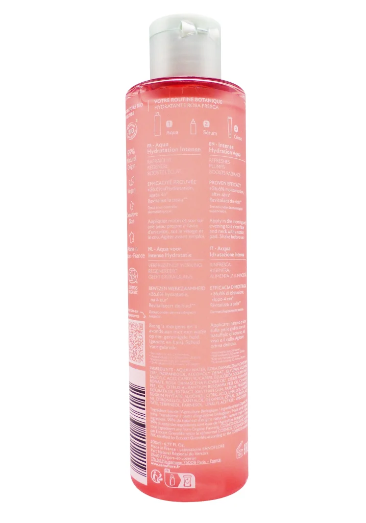 SANOFLORE ROSA FRESCA AQUA HYDRATATION INTENSE 200ML 3 dos rosafresca sanoflore