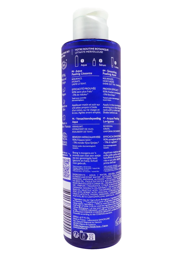 SANOFLORE MERVEILLEUSE LOTION AQUA PEELING LISSANTE 200ML 3 dos sanoflore 1
