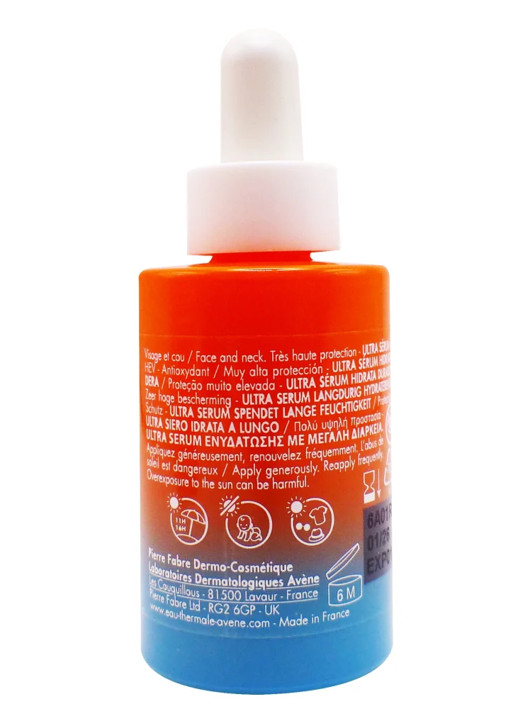 AVENE ULTRA SERUM HYDRATANT SPF 50+, 30ML 5 dos serum avene flacon