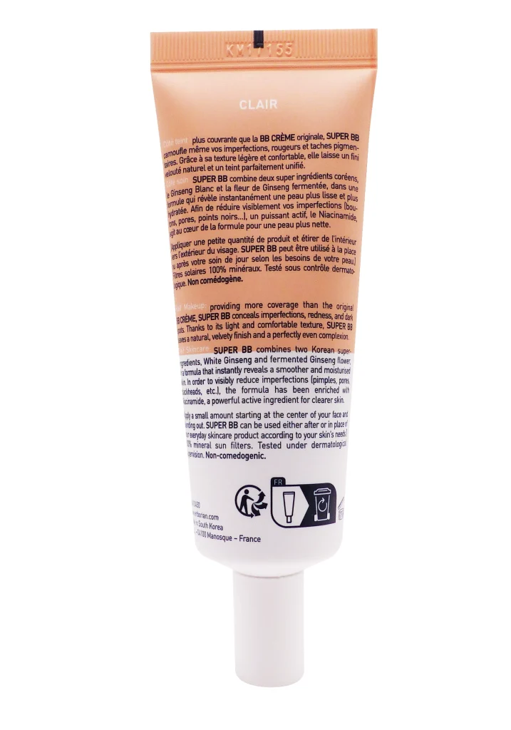ERBORIAN SUPER BB CREME SPF 20 CLAIR 40ML 5 dos super bb erborian tube