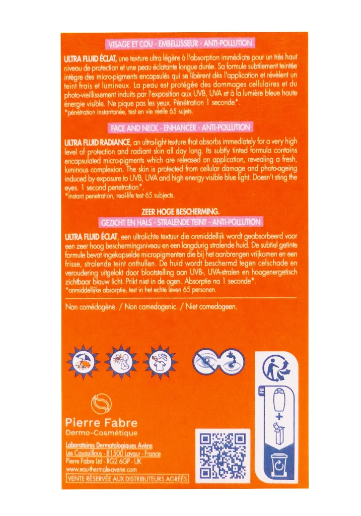 AVENE ULTRA-FLUID SPF 50 ECLAT RADIANCE 50ML 5 dos ultra fluid eclat