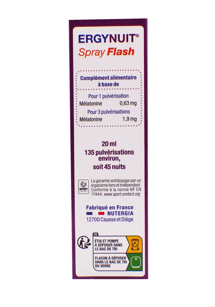 ERGYNUIT SPRAY FLASH MELATONINE 1,9 MG 20 ML 3 ergynuit dos