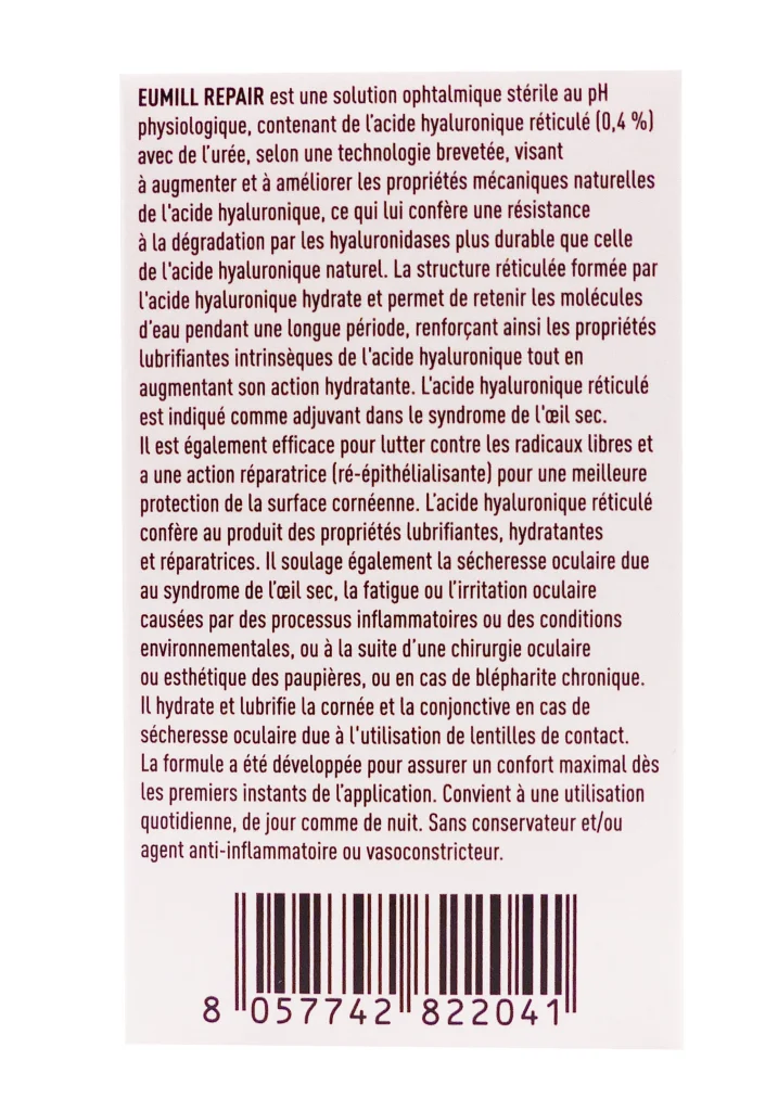 EUMILL REPAIR SECHERESSE OCULAIRE FLACON 10ML 3 eumill secheresse dos