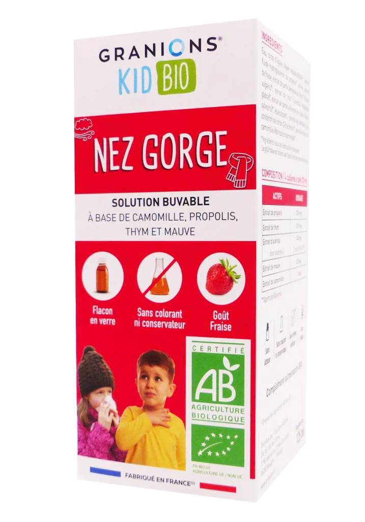 GRANIONS KID BIO NEZ GORGE FRAISE 125ML 2 granions kid nez gorge