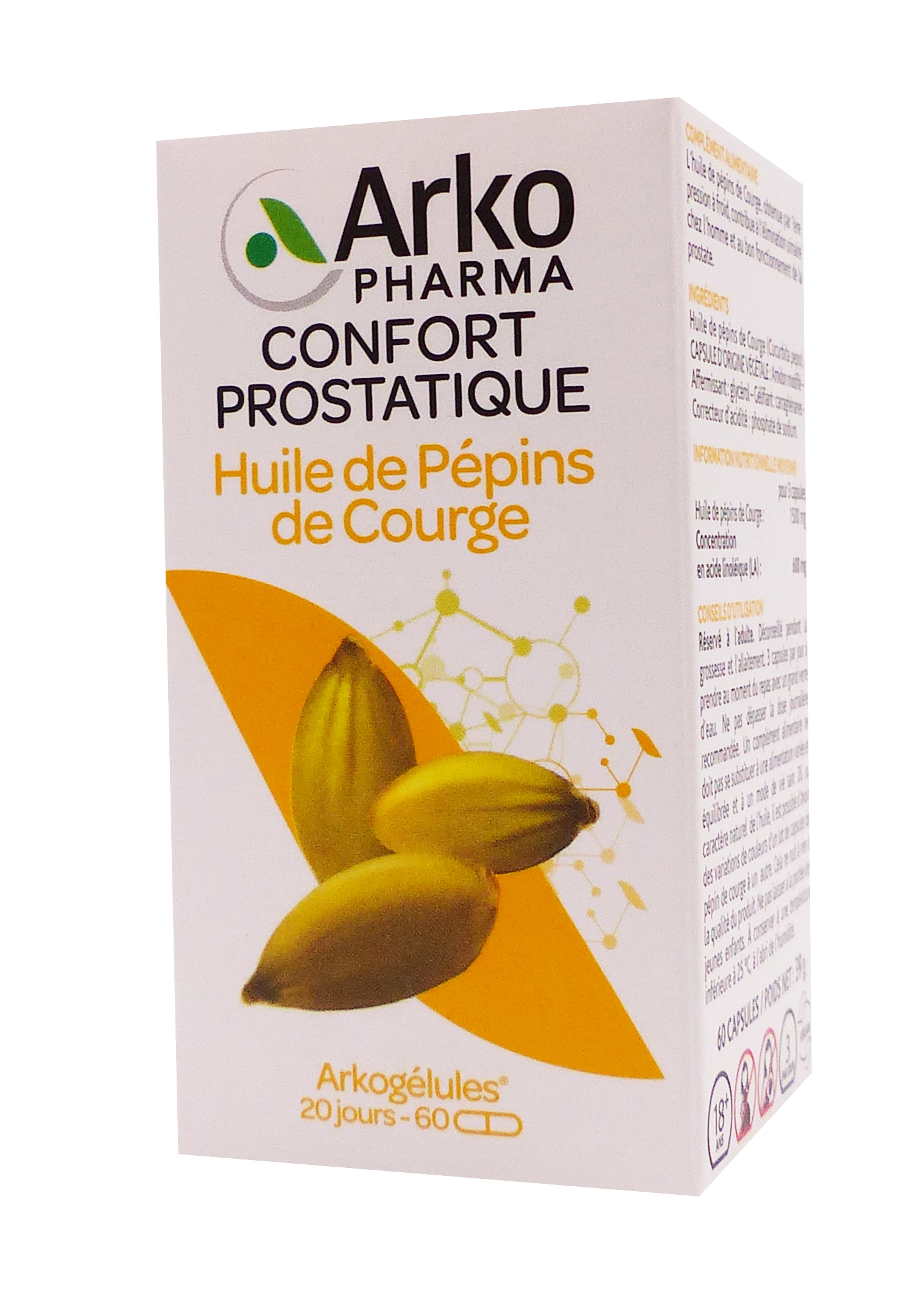 ARKOGELULES HUILE DE PEPINS DE COURGE 60 GELULES 1 huile pepin de courge 60 gélules