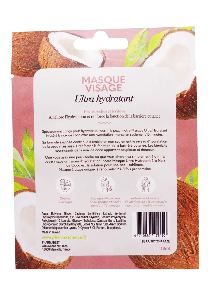 PHARMASCIENCE MASQUE VISAGE NX DE COCO 3 masque visage coco pharmascience dos