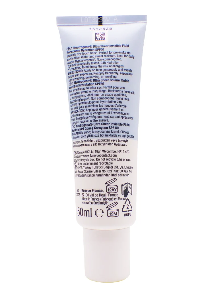 NEUTROGENA FLUIDE INVISIBLE HYDRETATION SPF 50, 50ML 4 neutrogena dos fluide invisible 50 ml