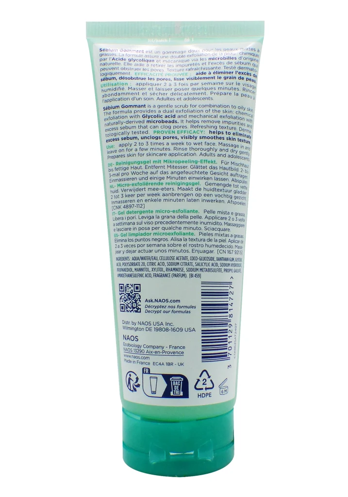 BIODERMA SEBIUM GOMMANT 75ML 3 sebium gommant dos bioderma