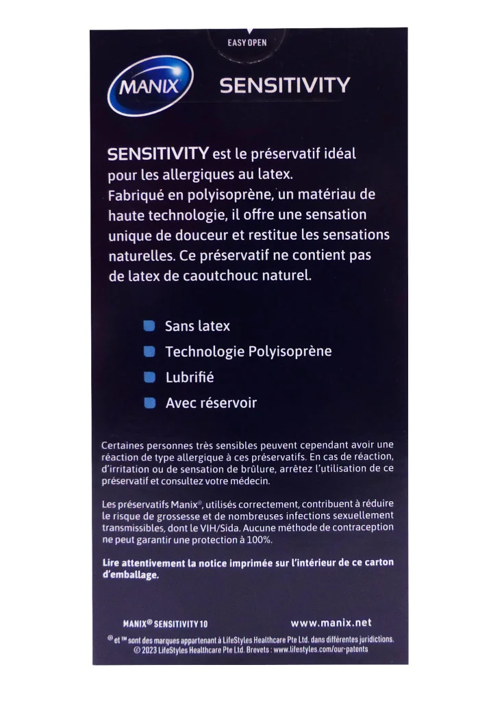 MANIX SENSITIVITY 10 PRESERVATIFS SANS LATEX 3 sensitivity manix dos