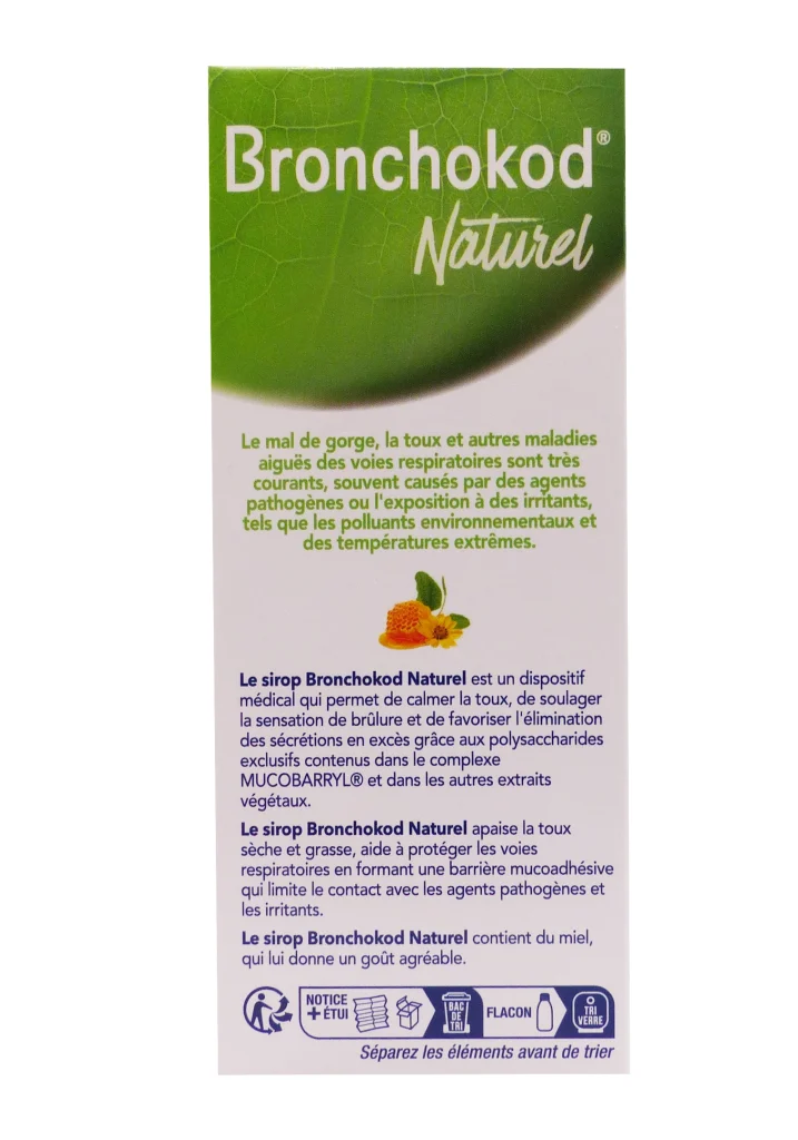 BRONCHOKOD NATUREL TOUX SECHE & GRASSE ADULTE MIEL 100 ML 4 bronchokod naturel dos