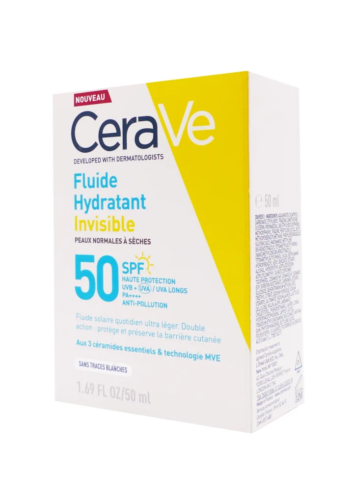 CERAVE FLUIDE HYDRATANT INVISIBLE SPF 50 50ML 2 cerave fluide hydratant spf 50