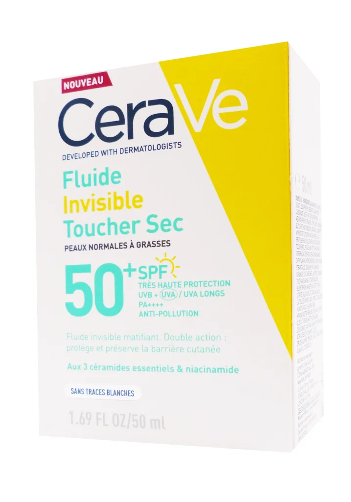 CERAVE FLUIDE INVISIBLE TOUCHER SEC SPF50+ 50ML 2 cerave fluide invisible spf 50 50 ml
