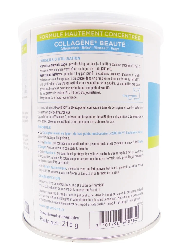 GRANIONS COLLAGENE BEAUTE 10G GOÛT POMME POUDRE 215G 3 collegene beaute granions